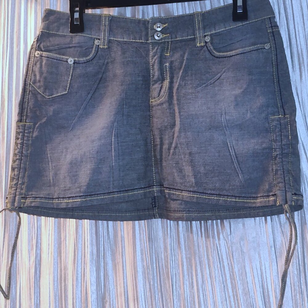 Vintage Ecko Red denim mini skirt with side ties size 9 New